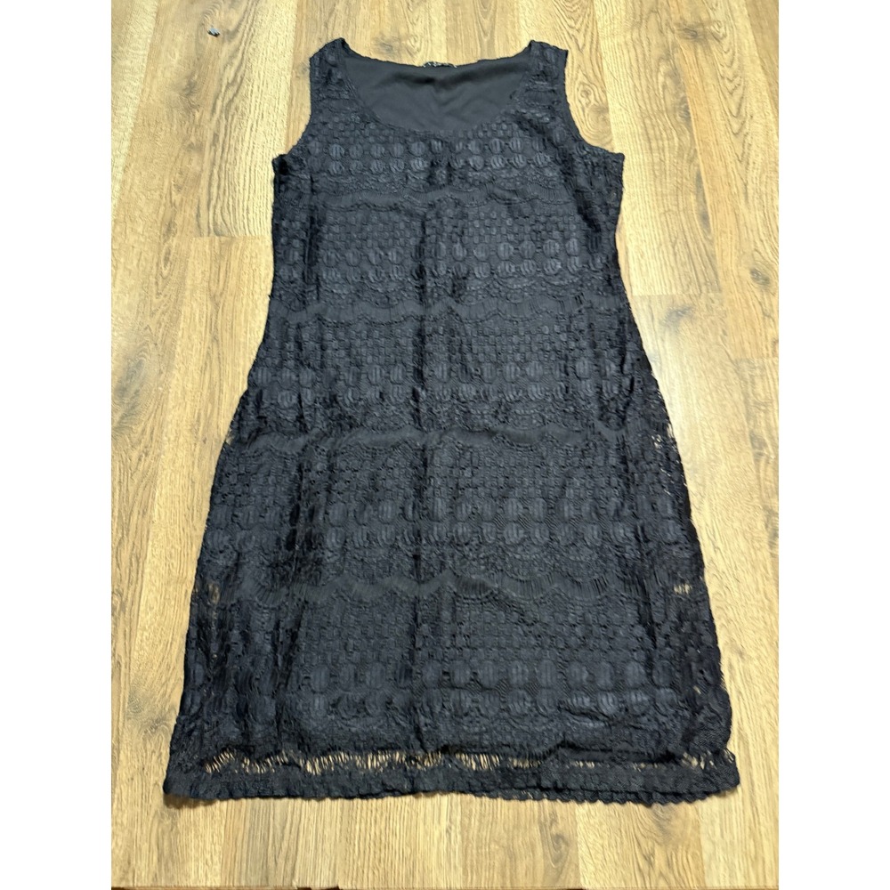 Tiana B. Dress Women's Size Medium Black Tank Top Sleeveless Lace A-line